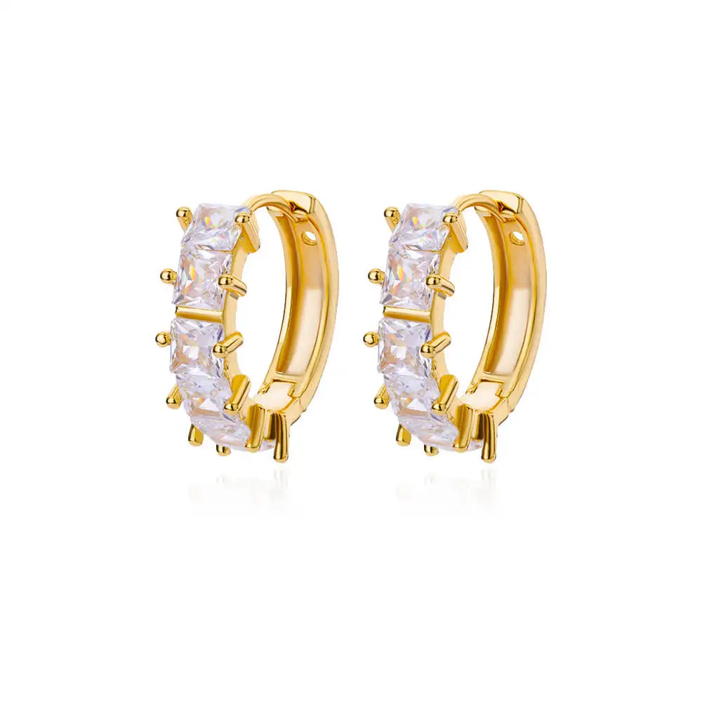 Zircon Oval Hoop Earrings for Women Stainless Steel Gold Color round Hoops Earring 2024 Trend Wedding Jewelry Pendientes Mujer
