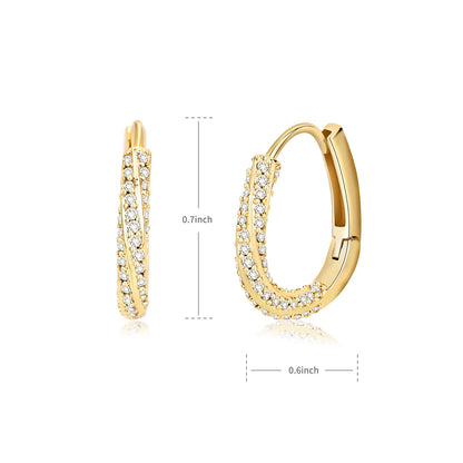 Zircon Oval Hoop Earrings for Women Stainless Steel Gold Color round Hoops Earring 2024 Trend Wedding Jewelry Pendientes Mujer