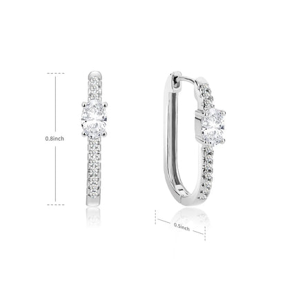 Zircon Oval Hoop Earrings for Women Stainless Steel Gold Color round Hoops Earring 2024 Trend Wedding Jewelry Pendientes Mujer
