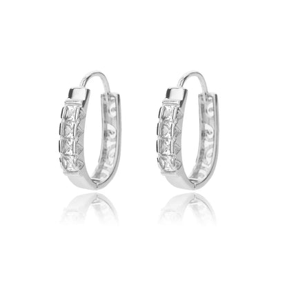 Zircon Oval Hoop Earrings for Women Stainless Steel Gold Color round Hoops Earring 2024 Trend Wedding Jewelry Pendientes Mujer