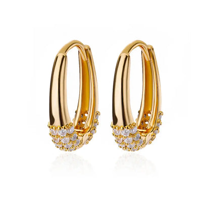 Zircon Oval Hoop Earrings for Women Stainless Steel Gold Color round Hoops Earring 2024 Trend Wedding Jewelry Pendientes Mujer