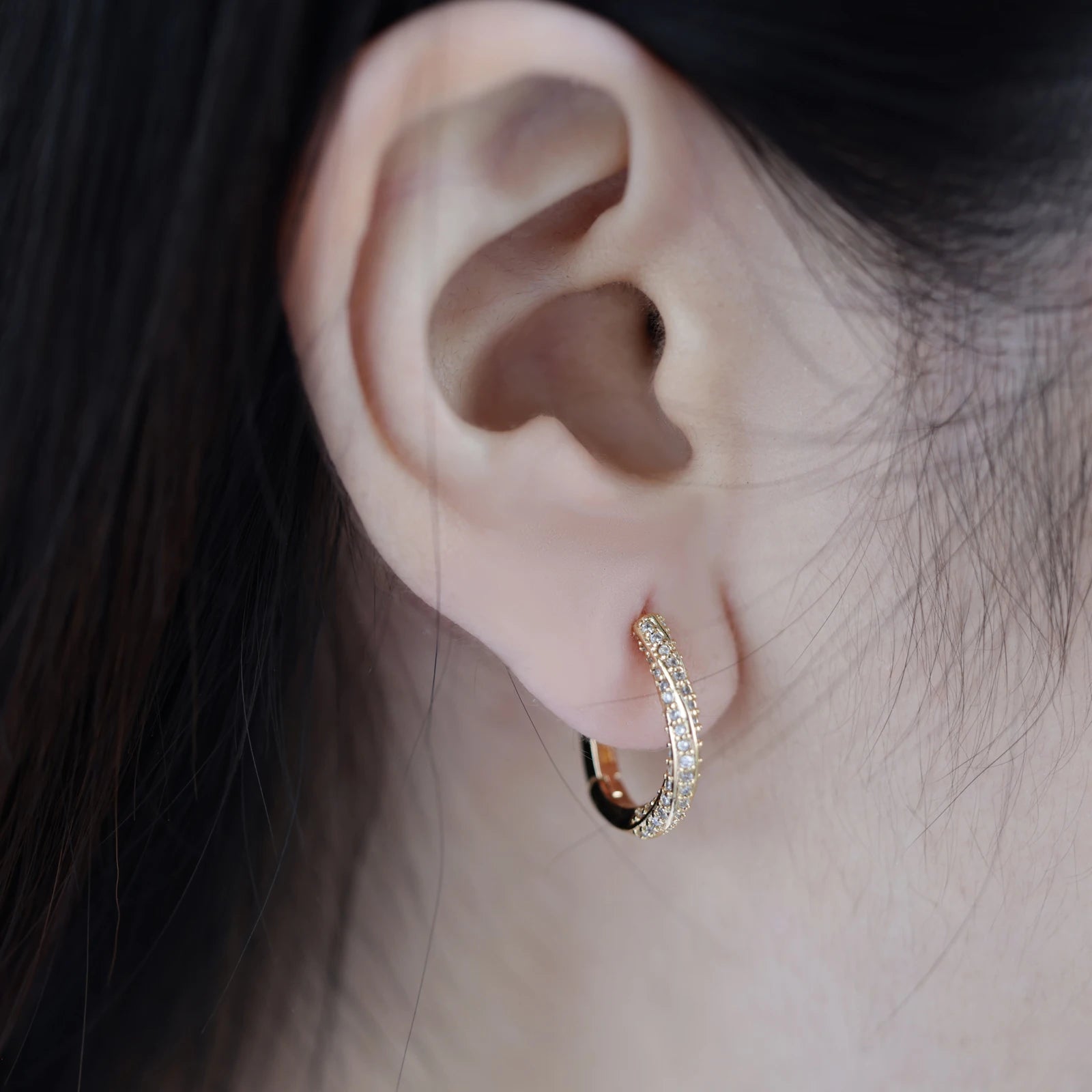 Zircon Oval Hoop Earrings for Women Stainless Steel Gold Color round Hoops Earring 2024 Trend Wedding Jewelry Pendientes Mujer