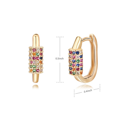 Zircon Oval Hoop Earrings for Women Stainless Steel Gold Color round Hoops Earring 2024 Trend Wedding Jewelry Pendientes Mujer